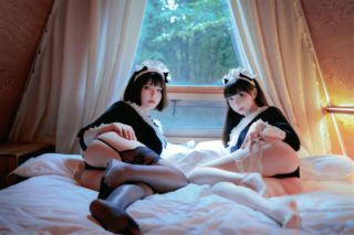 ［COS写真］面饼仙儿  &半半子 Maid姉妹［74P－386M］